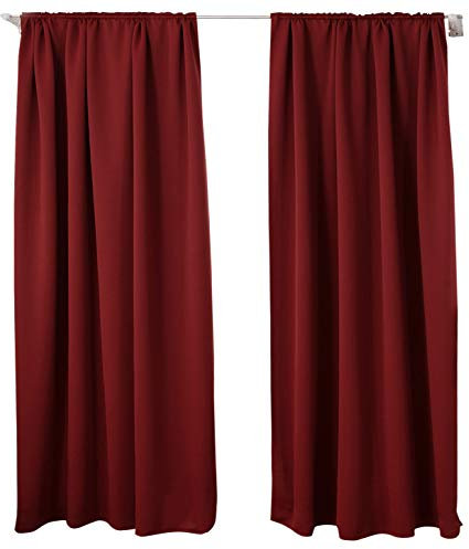 WOLTU 2er Set Gardinen Vorhang Blickdicht Kräuselband für Schiene, 250 g/m² Schwere Verdunklungsvorhänge Thermovorhang kälteschutz lichtdicht für Wohnzimmer Kinderzimmer, 135x245 cm Bordeaux