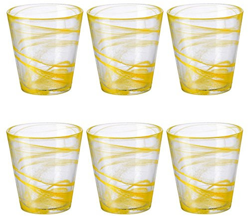 bormioli rocco capri vetro modellato tumbler - 370ml giallo-(12,5 once) - set di 6