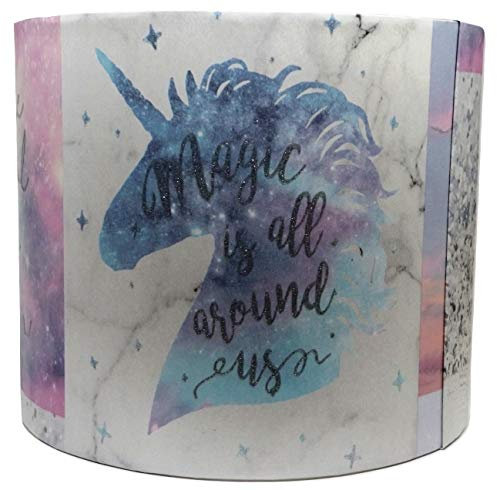Unicorn Lampshade for A Ceiling Light Shade 12 Drum Glitter Princess Horses Pony Girls Pink Lilac Silver Unicorn Quotes Bedroom Nursery Large