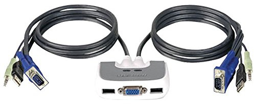 IOGEAR KVM Switch GCS632U MiniView Micro USB Plus KVM Switch 2-Ports Built-in 6ft Cable and Audio