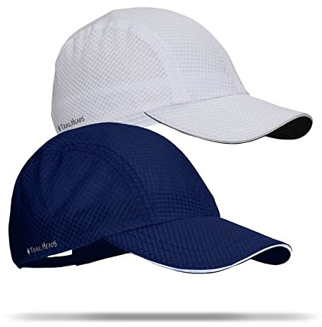 TrailHeads Race Day Performance Laufkappe – Kappe Herren – Leichte, Schnell Trocknende Herren Cap – Laufmütze Herren - Weiß & Marineblau 2er-Pack