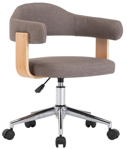 vidaXL Drehbarer Bürostuhl Taupe Bugholz und Stoff