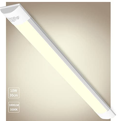 Bellanny 10W LED Deckenleucht Röhre Licht 30cm, 1200LM Leuchtstoffröhre 3000K Warmweiß LED Feuchtraumleuchte - 120° Abstrahlwinkel Lichtleiste für Badzimmer Wohnzimmer Küche Garage Werkstatt Büro