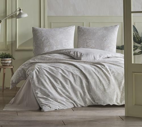 ZIRVEHOME Bettwäsche 155x220 cm. 4 teilig Set, Baumwolle Bettbezug, Juna V1