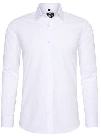 Rusty Neal Herren-Hemd Premium Slim Fit Langarm Stretch Kontrast Hemd Business-Hemden Freizeithemd, Größe S-6XL:L, Farbe:Weiß