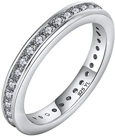 YL Ewigkeitsring 925 Sterling Silber 5A Zirkonia Verlobungsringe für Damen(Größe 62）