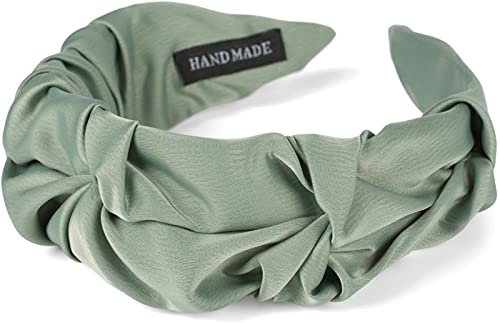 styleBREAKER Damen Haarreif mit schimmernder geflochtener Oberfläche in Rüschen Optik, Haarband, Haarschmuck 04027035, Farbe:Jadegrün
