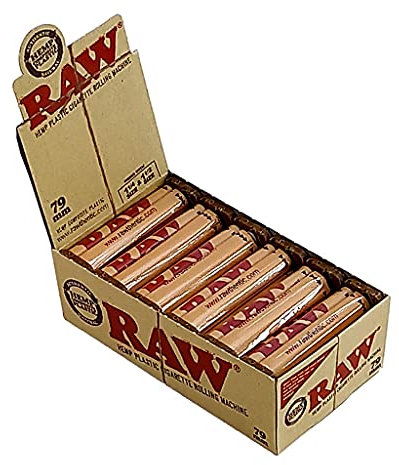 RAW Roller 79 mm, Drehmaschine für 1 ¼ und 1 ½ Papers, Hanfplastik 2 Boxen (24 Roller)