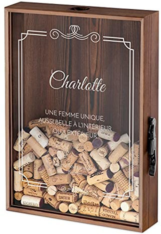Maverton Boîte Personnalisée aux Bouchons - Boite bouchon vin pour les Collectionneurs de Capsules - Cadeau Femme - Ouvre-bière dans le Paquet - Cadeau Anniversaire pour Femmes - Classique