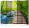 murando - Paravent Raumteiler Innen Wald 225x172 cm 5-teilig Einseitig Raumtrenner Trennwand Holz Room Divider Sichtschutz Spanische Wand Raum Abtrennung Landschaft Natur Bächlein Brücke c-A-0068-z-c