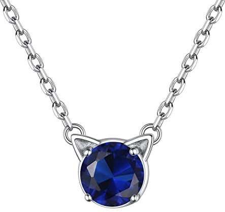 ChicSilver Damen Mädchen rund Halskette mit Tansanit Gebursstein Silber rund Kette für Verlorbung Hochzeit