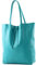 modamoda de T163 Damen Leder Shopper Schultertasche Large mit Innentasche handmade in Italy, Farbe:Türkisblau2021