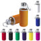 TIENDA EURASIA® Pack de 2 Botellas de Agua Cristal con Funda de Neopreno, 420 ml de Capacidad, con Tapon a Rosca y Cinta de Transporte, Bidon perfecto para Colegio, Camping, Ejercicio, Color Naranja