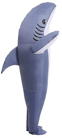 IRETG Hai Aufblasbare Kostüm Halloween Kostüm für Erwachsene Blau Rosa Grau Tierkostüm Haifisch-Kostüm