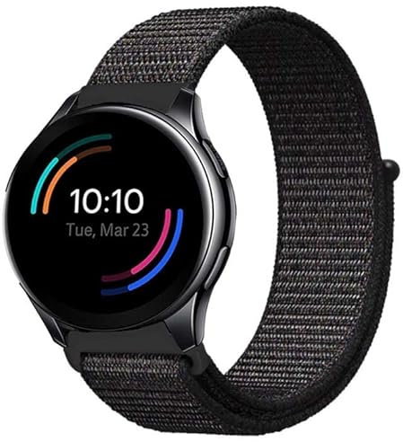 Strap-it Nylonarmband Schwarz - Passend für OnePlus Watch - Armband für Smartwatch - Ersatzarmband