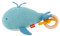SIGIKID 39672 Strick-Greifling Wal Knitted Love, Babyspielzeug aus Baumwollstrick mit Holzring und Rassel, zum Greifen, Hören und Spielen für Babys von 3-12 Monaten, Blau, 15x9x9 cm