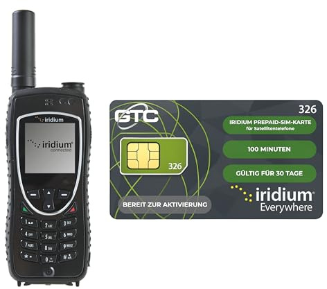 Iridium Extreme Satellitentelefon + 100 Minuten Prepaid-SIM | Gültigkeit 30 Tage | Robustes wasserdichtes Telefon mit GPS | Weltweite Sprach- und SMS-Abdeckung für Fernkommunikation und Notfälle