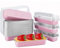 OUKEYI 50 Pack Disposable Baking Tins Foil Pans with Lids, 6.8 oz 6.5x2.5x1.2 Aluminum Baking Pans with Lids Mini Cake Pans,Rectangle Muffin Tins Mini Brownie Loaf Baking Pans Containers (Pink)