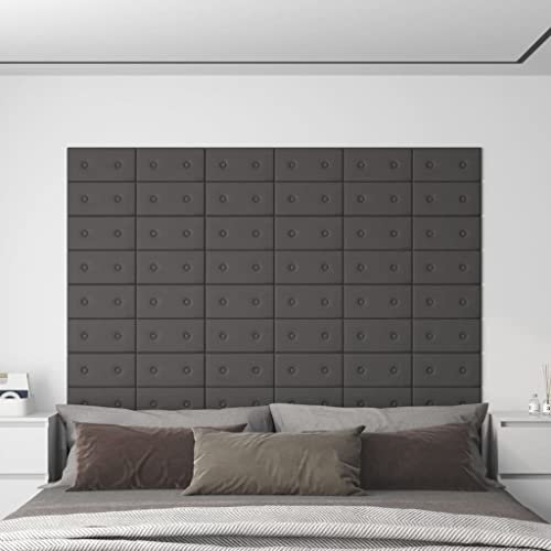 INLIFE Wandpaneele 12 STK. Grau 30x15 cm Kunstleder 0,54 m²,2.45kg,343970