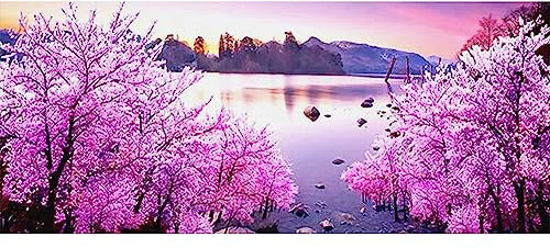 DCIDBEI Peinture Diamant Paysage 110x50 cm Diamond Painting Fleur de Cerisier Japonais Painting Diamant Fleurs Cerisier Broderie Diamant Fleurs de Cerisier Diamond Painting Cerisier Japonais Paysage