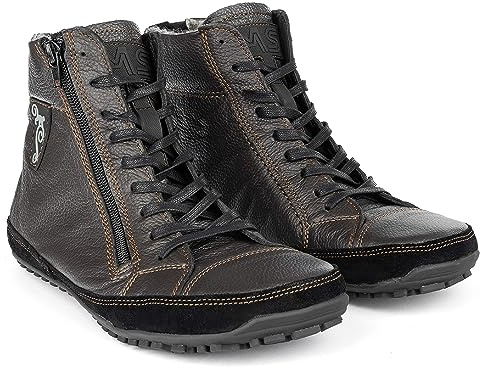 Magical Shoes Bottines Fourrées Hiver pour Femme, Bottes Pieds Nus en Cuir, Chaussures Minimalistes Barefoot, Bottes avec Doublure en Laine, Taille 40, Marron, Alaskan X