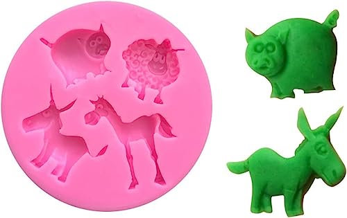 ORLOVA Harzformen, Silikonform, Backformen, Fondantformen, Tiermodellierung, Silikonform, Ferkel, Lamm, Pony, Kleiner Esel, Cartoon-Form, Backform