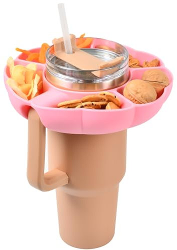 Snack Bowl for Stanley Cup, Tumbler Snack Tray Compatible with Stanley Cup 40 oz with Handle Quencher Snack Boxes for Kids and Adults Reusable Silicone Holder Snack Storage Top Ring Candy Tray