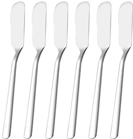 Lot de 6 spatules à fromage en acier inoxydable - Spatules à beurre - Spatules à gâteau et crème - Spatule à tartiner - Cuillère à confiture - Spatule