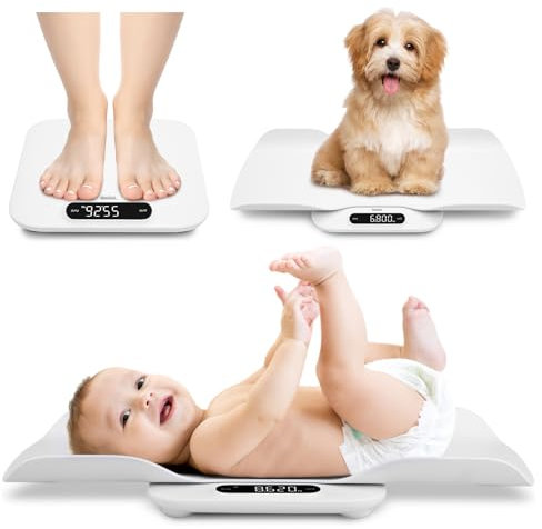BAGAIL Baby Scale with Detachable Tray, Auto-Rotation Readings, Tare, Auto Lock and Comparison, Universal Digital Weighing Scale for Infant, Pet, Toddler and Adult, Max Weight Up to 400lb/180kg