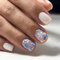 24pcs Short Square False Nails Blue White Flowers Press on Nails Nude Pink Creamy White Stick on Nails Removable Glue-on Nails Full Cover Fake Nails Women Brides Nail Art Accessories