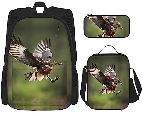 KoNsev Husky Puppies - Mochilas con lonchera y estuche, para laptop universitaria, mochila de 15 pulgadas, Hunting Flying Wild, Talla única
