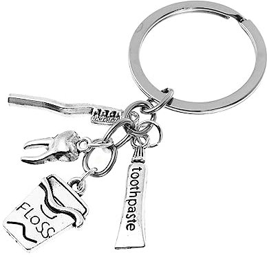 SchlüSselanhäNger Mit ZahnbüRste Und Zahnpasta Kreativer Zahn-SchlüSselanhäNger FüR Zahnarzt Zahnarztgeschenk Oder Zahnarzthelferin Silberfarbenes Accessoire