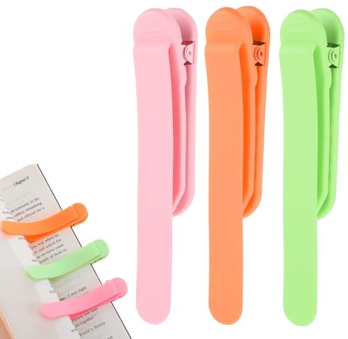Andibro 3 Stück Intelligente Silikon Lesezeichen, Bunte Bookmark für Leseliebhaber Lesezeichen zum Lesen Seitenmarkierungs Clip Buchzubehör für Männer und Frauen Lehrer Studenten (grün+rosa+orange)