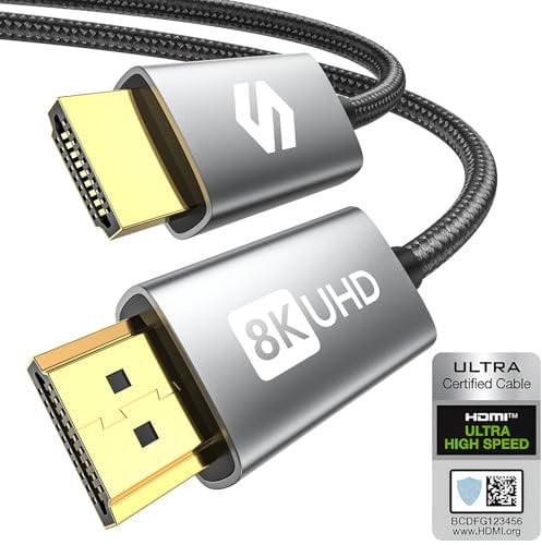Silkland 8K HDMI 2.1 Kabel 7.6m, Zertifiziertes HDMI® Kabel 4K@144Hz/120Hz 8K@60Hz, eARC, HDR10, Dolby Atmos, 48Gbps, HDCP 2.2&2.3 für HDTV/Soundbar/PS5/Blu-ray/Switch/Beamer/Laptop/Display/TV Box/PC