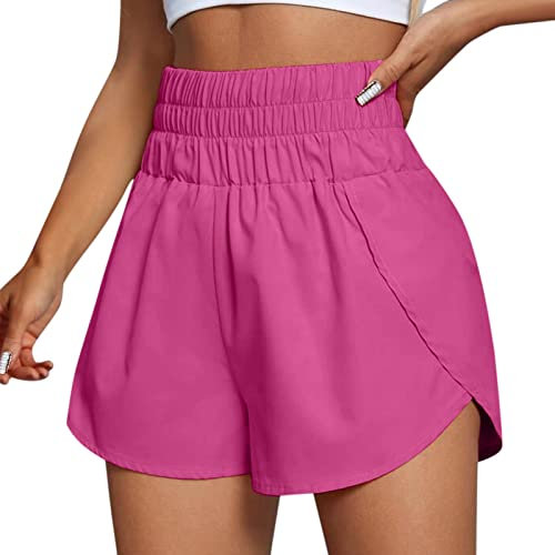 Short d'été pour femme avec poches, short de yoga, taille haute, jambes larges, respirant, baggy, short de sport, pour le jogging, la gym, le fitness, le cyclisme, bermuda, Rose, XL