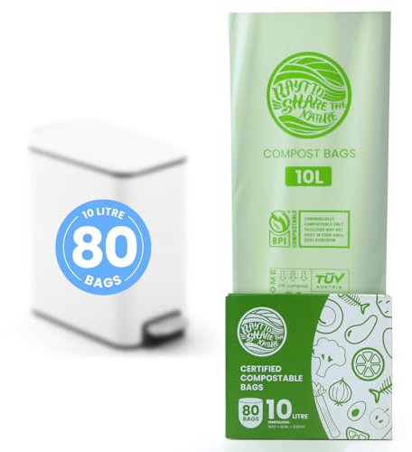 RAYTID Sacs poubelle biodégradables compostables pour déchets alimentaires de cuisine (10 L-80 sacs)
