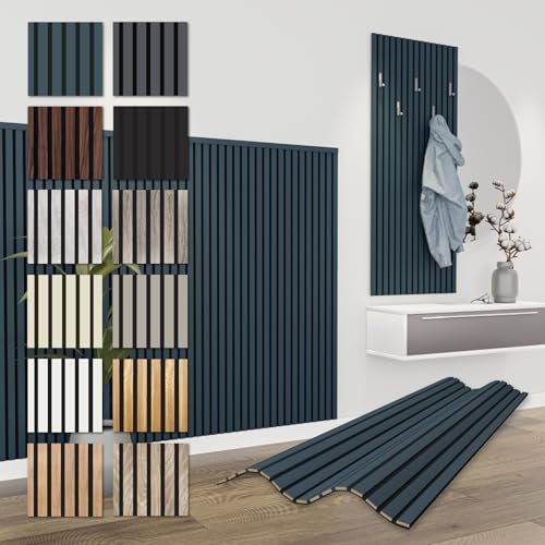 HEXIM Akustikpaneele 138,5x60cm - flexible Lamellenwand Holz MDF Wandpaneele Lamellenverkleidung Wandverkleidung Innendekoration schalldämmend (4 Paneele / 3,32 m² Ocean - APH04)