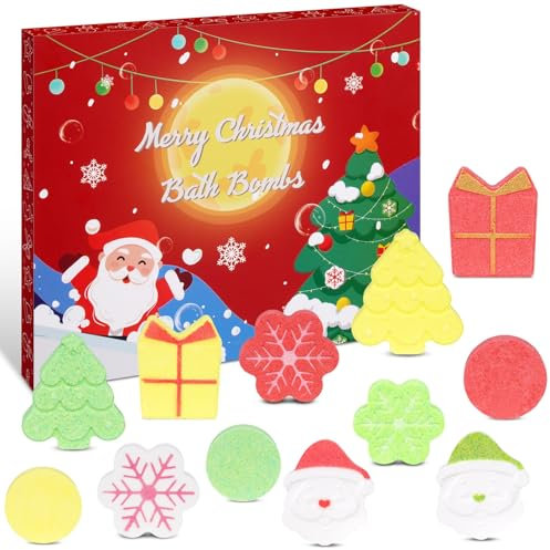 Badebomben Geschenkset,12PCS Handgefertigtes Badekugeln,Weihnachten Badebomben für trockene Haut,Spa,Xmas Badekugel für Geburtstags Frau, Mutter