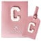 ZVRSUA Reisepasshülle Rosa und Kofferanhänger Set mit Buchstabe C, Passport Hülle Reise Gadgets und Travel Essentials Hülle Reisepass,Geschenk für Frauen/Teenager/Mädchen/Kind(C)