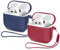 Mocarheri 2-in-1 Case Cover for AirPods 4th Gen, Protective Silicone Shockproof Case, Front LED Visible (Wine Red/Dark Blue)