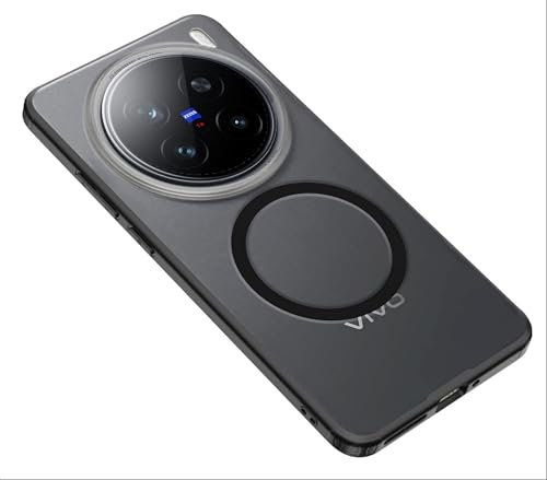 GIOPUEY Cover Magnetica per Vivo X200 PRO， Compatibile con MagSafe， PC+TPU Finitura Antiurto Protettiva Cellulare Custodia - Black