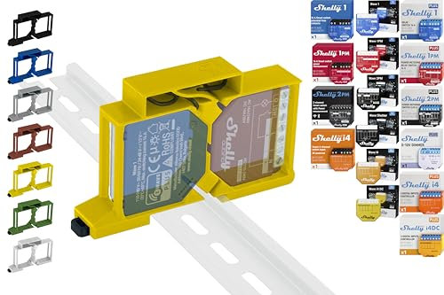 Supporto per guida Dual per 18 Shellys: 1 Gen3,1PM Gen3,2PM Gen3,i4 Gen3,Plus 1,Plus 1PM,Plus 2PM,Plus i4,Plus 0-10V Dimm,Wave 1,Wave 1PM,Wave 2PM,Wave Shutter,Wave i4 (giallo)
