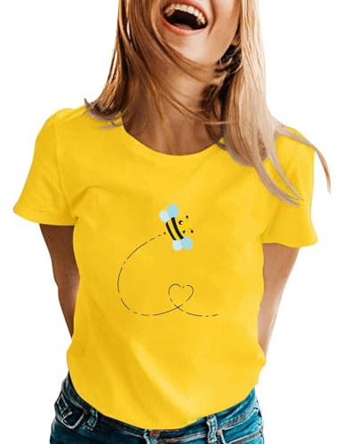 Imker Bienen Lustiges Spaß T-Shirt Damen Rundhalsausschnitt Kurzarm Bienenflüsterer Imkerei Bienen Shirt Biene Kostüm für Damen zum Fasching & Karneval Tee Bienenkostüm