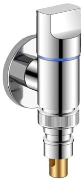 Robinet de machine à laver, raccord de machine à laver, Vanne d'angle en laiton pour machine à laver, robinet d'arrêt automatique de l'eau, convient pour Machine à Laver, raccord de tuyau (argent)