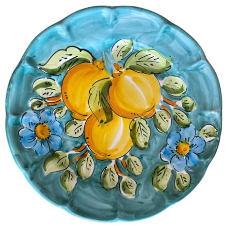 La Maison Unique: Piatto Fondo 23,5cm in Ceramica Vietrese Dipinto a Mano – Decoro Limoni Tradizionale – Stile Costiera Amalfitana – Made in Italy 2404251109
