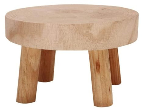 Generisch Tritthocker Holz, Fußbank Aus Naturholz, Niedriger Blumenhocker Für Töpfe, Ø: 14/17/20cm, H: 9 cm, Holz Pflanzen Hocker Mit 4 Füßen, Protokollfarbe/Verbrannte Kupferfarbe