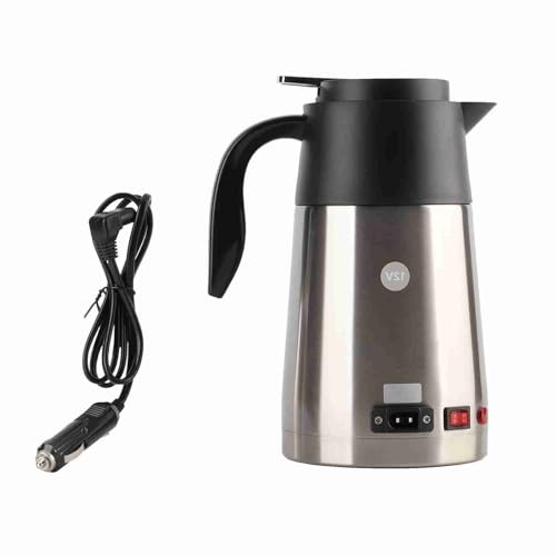Hervidor de agua para coche, 1300 ml, taza de viaje de acero inoxidable, calentador de café, taza térmica de 12 V