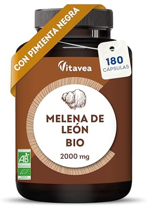 Lions Mane - 2000mg - Estratto 30:1 - Con Estratto Pepe Nero - Memoria | Aiuta con la Memoria - Concentrazione e Immunità e Chiarezza Mentale -Focus Quotidiano - 180 Capsule Vegane - Vitavea