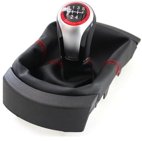 FGHDSSA Pomos de Palanca de Cambios Pomo Cambio Marchas 5/6 Velocidades Funda Protectora Para SEAT Para Ibiza 2002 2003 2004 2005 2006 2007 2008 2009 2010(5 Speed)