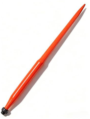 49 Hay Spear, 3000 Lbs Capacity Bale Spear, Orange Coated Bale Forks for Tractors & Skid Steer Loader(1 Pcs)
